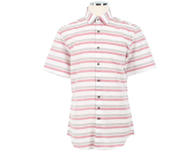 유니크한 핑크배색 셔츠 캐쥬얼 슬림핏 셔츠 G192YSYP257