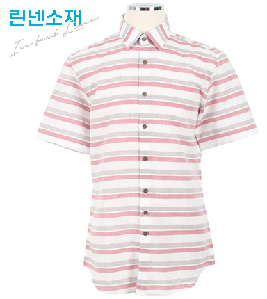 유니크한 핑크배색 셔츠 캐쥬얼 슬림핏 셔츠 G192YSYP257
