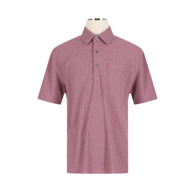 멜란지 반팔 핑크 카라 티셔츠 T212TSTC309