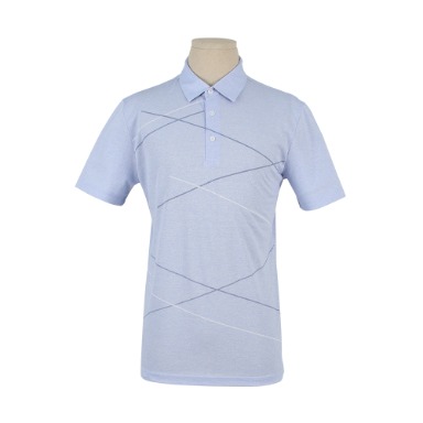 베이직핏 블루 사선 반소매 카라 티셔츠 T232TSTC333